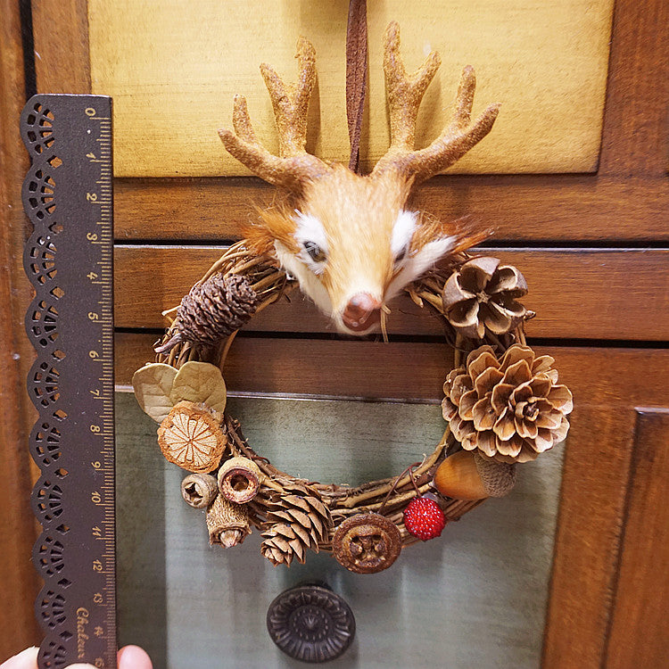 Christmas Deer Head Pinecones Hanging Decoration
