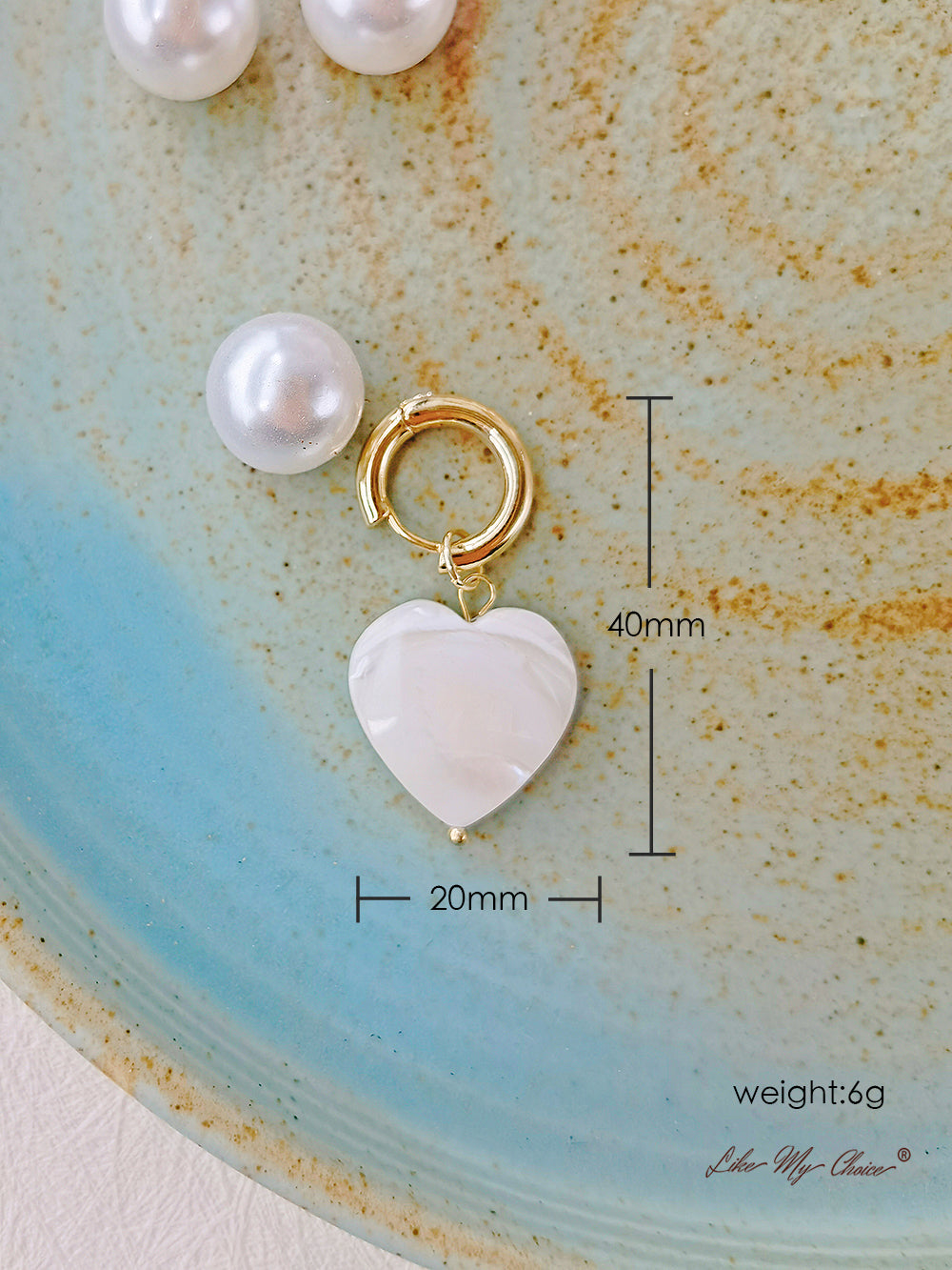 עגילים בצורת לב אבן חן פנינת מים מתוקים: פשוט ושיקי