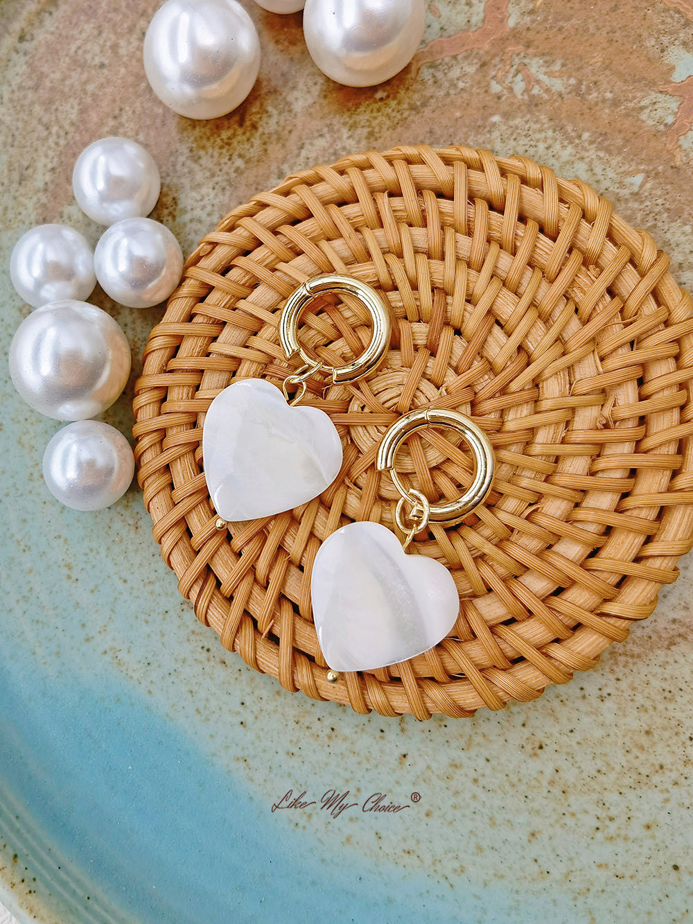 Drahokamové sladkovodní perly Vintage náušnice ve tvaru srdce: Jednoduché a elegantní