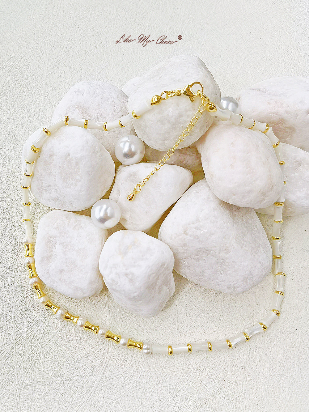 Collar de perlas reales de piedra geométrica bohemia con encanto vintage