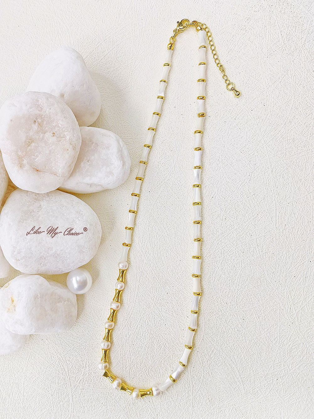Collana di perle vere di pietra geometrica boema con fascino vintage