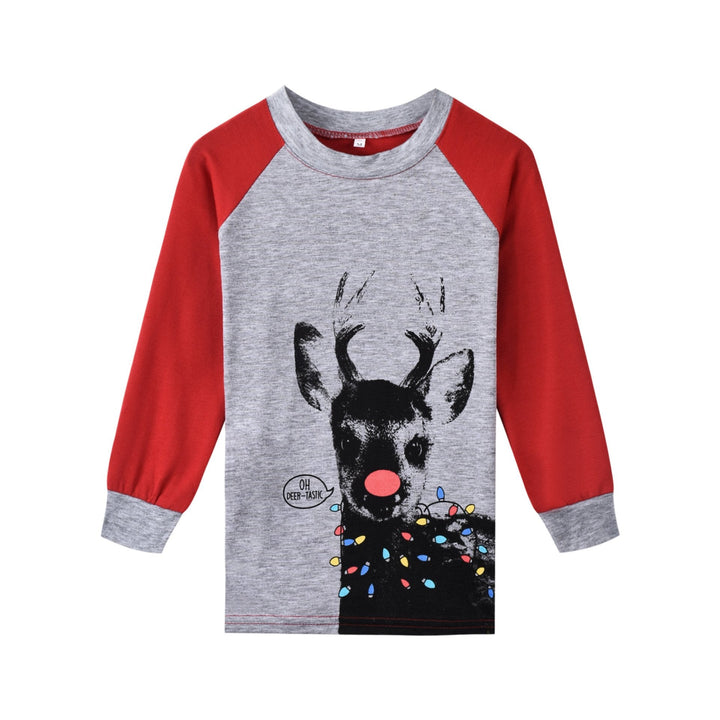 Famill passende Plaid Deer Print Chrëschtdag Pyjamas Set