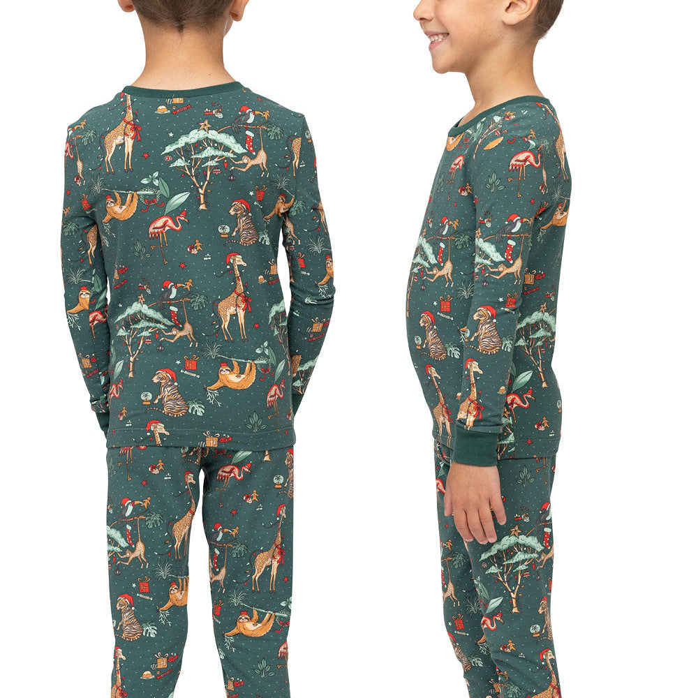Conjuntos de pijamas combinando com animais fofos de Natal (com pijamas de cachorro de estimação)
