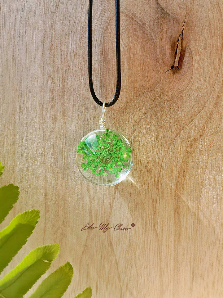 Baby Breath Stained Glass Botanical  Necklace