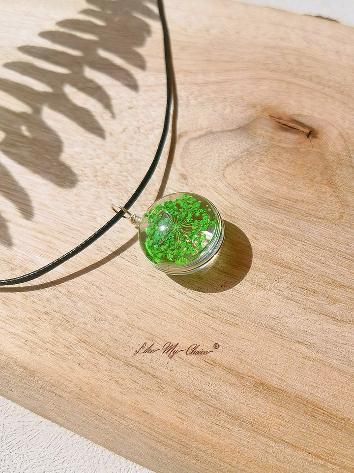 Baby Breath Stained Glass Botanical  Necklace
