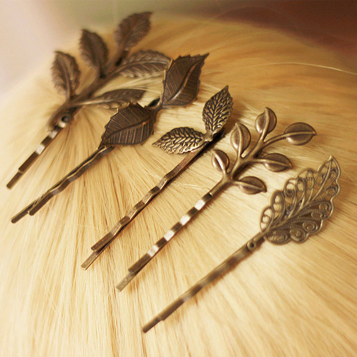 Jóias feitas à mão floresta acessórios de cabelo bronze presilha
