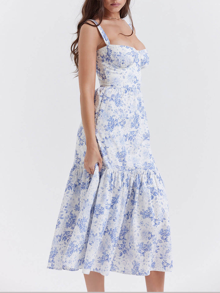 Midi-jurk met A-zoom en bloemenprint