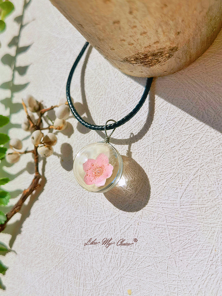 Peach Blossom Full Moon Round Pendant Necklace