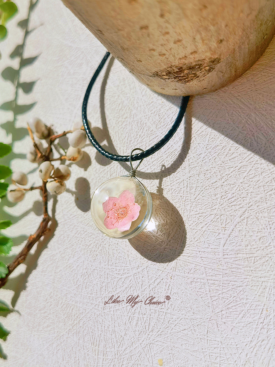 Peach Blossom Full Moon runda hänge halsband