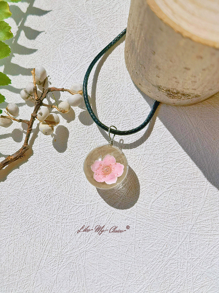 Peach Blossom Full Moon Round Pendant Necklace