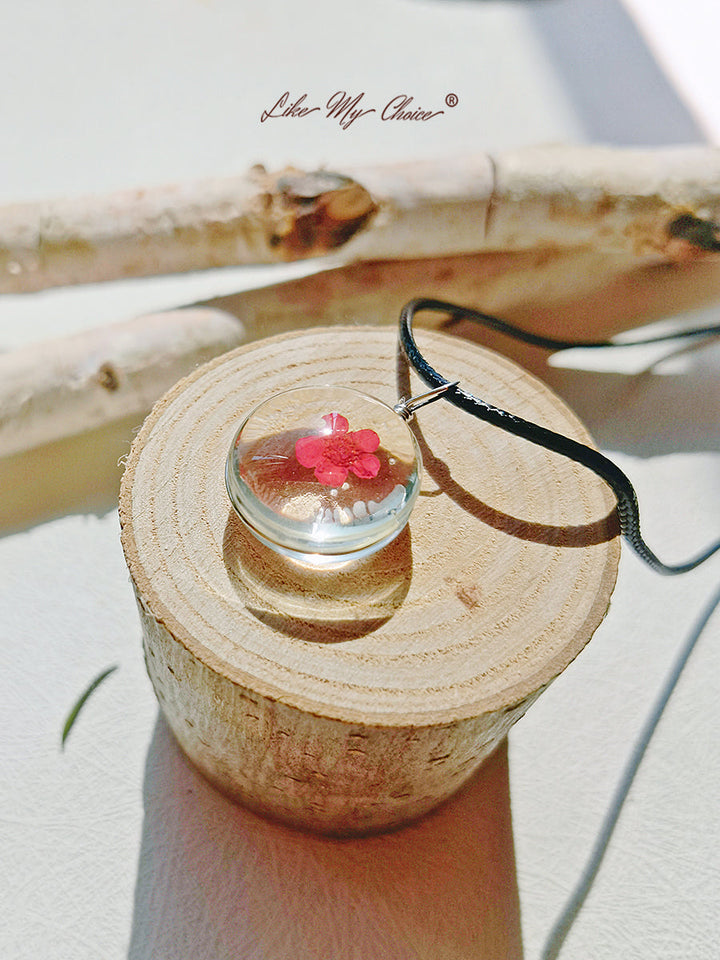 Peach Blossom Vollmound Oval Pendant Halskette