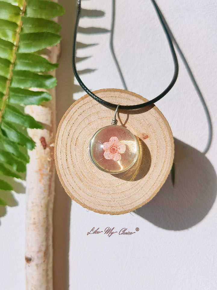 Peach Blossom Vollmound Oval Pendant Halskette