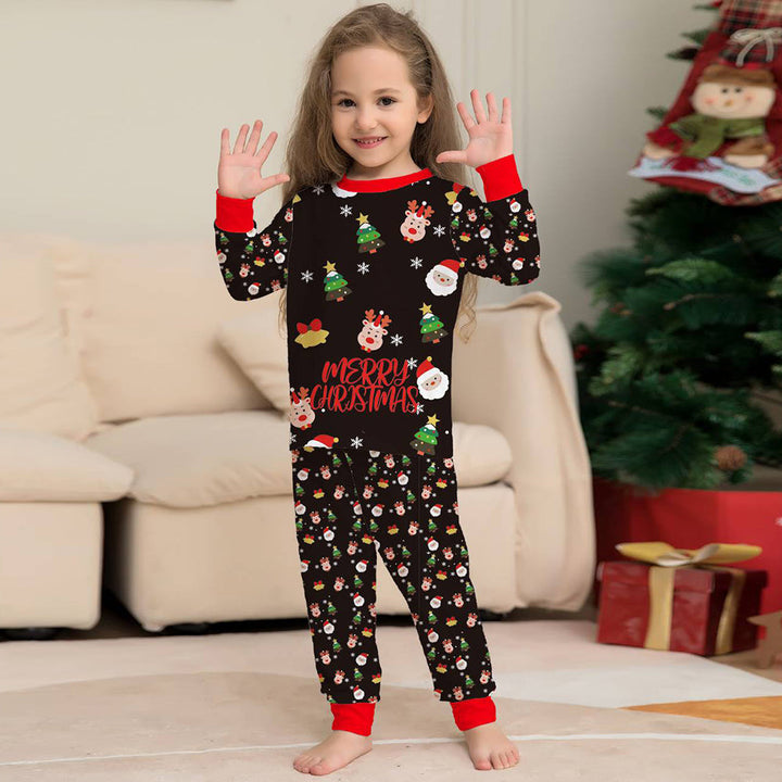 Pigiama coordinato per la famiglia di Natale, pigiama a tutina nero con pupazzi di neve