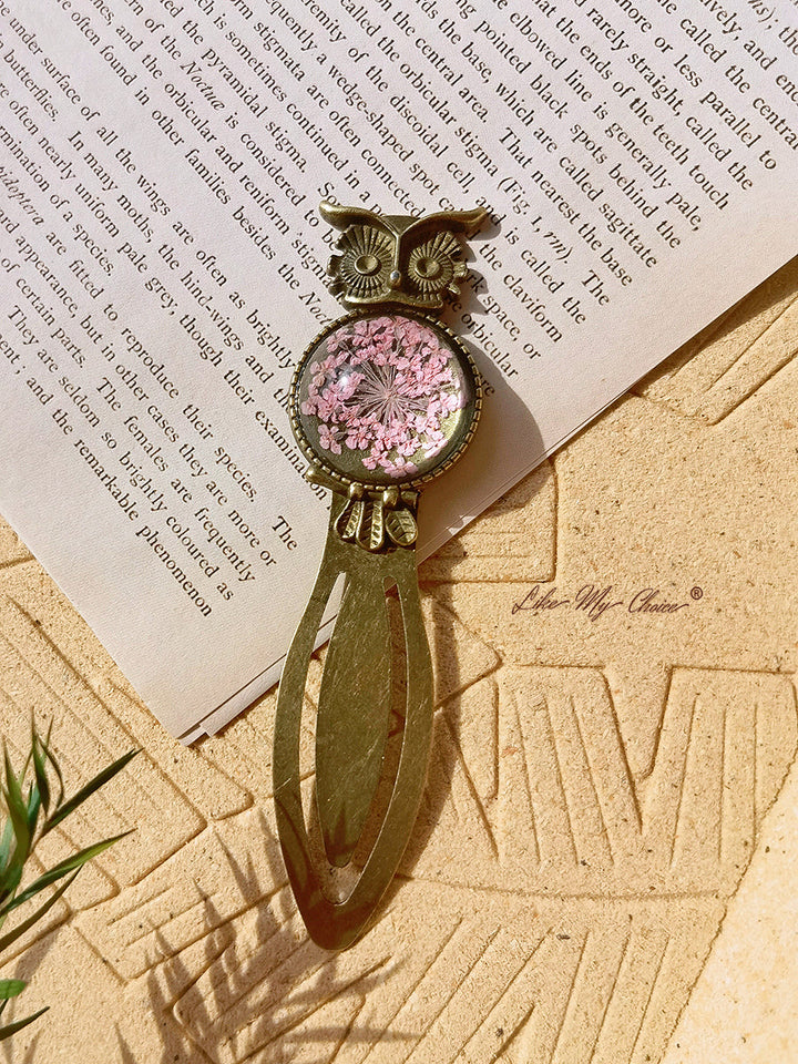 Queen Anne Lace Floral Owl Brons Bokmärke