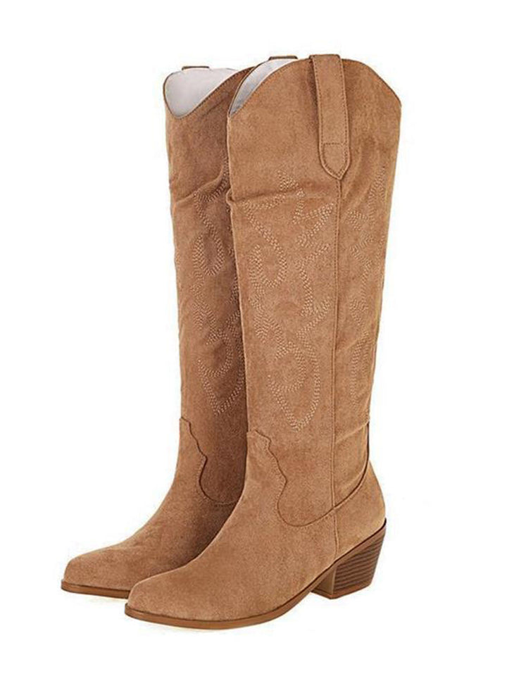 Western Suede Knee High Boots