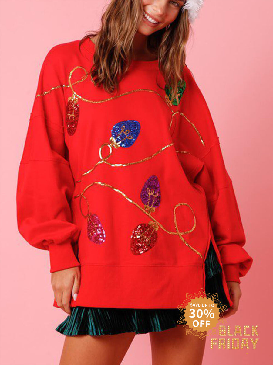 Christmas Sequined Long-Sleeved Pullover Sweatshirt