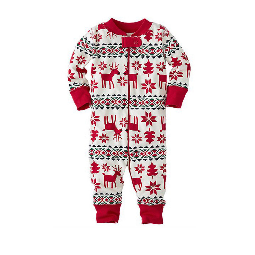 Klasyczny świąteczny zestaw piżam rodzinnych z nadrukiem jelenia (z ubrankiem dla psa)