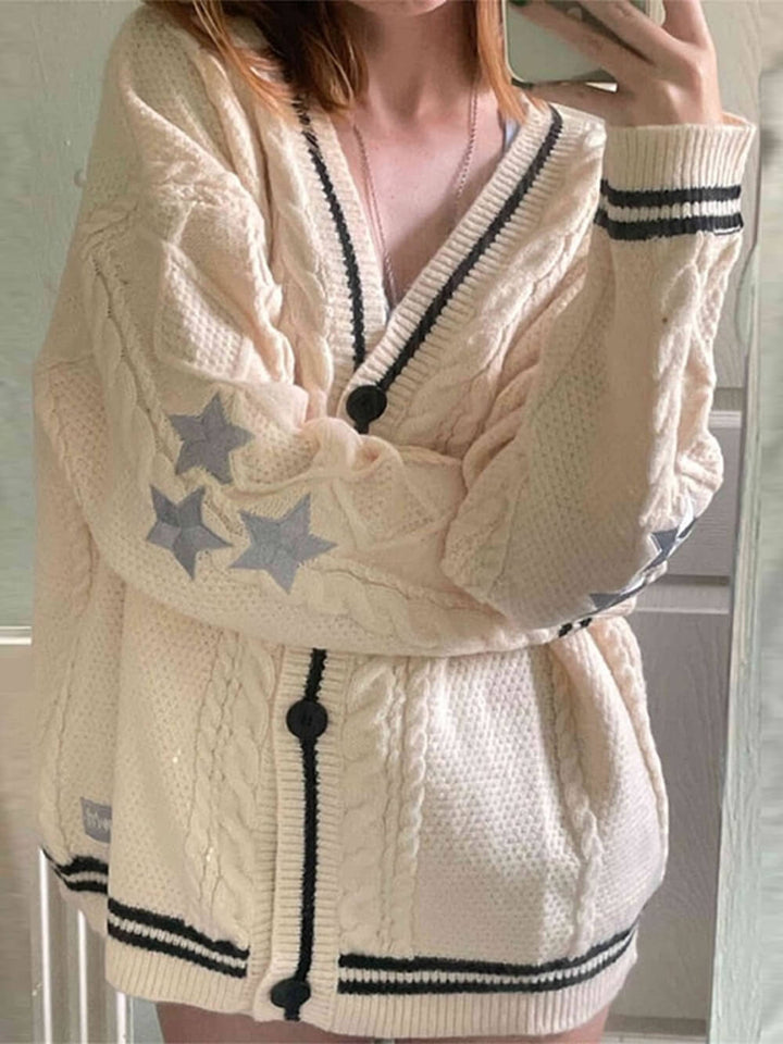 Loose Star Embroidered Cardigan