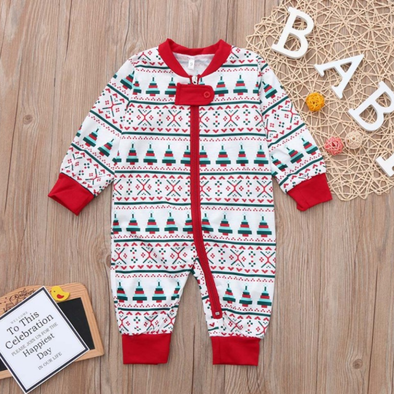 Christmas Round Collar Printed Parent-Child Suit