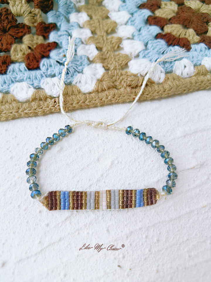 Bracelet en perles avec cordon de serrage réglable Code Morse