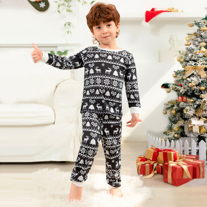 Vánoční černo-bílý potisk rodinná sada pyžama