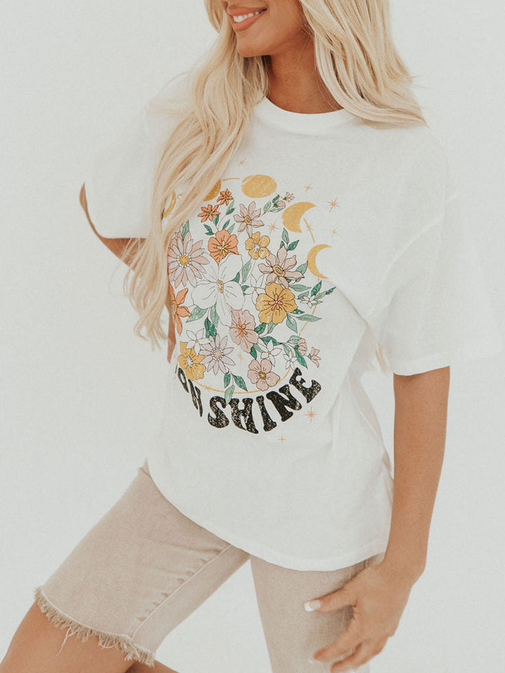 T-shirt con grafica floreale Moon Shine