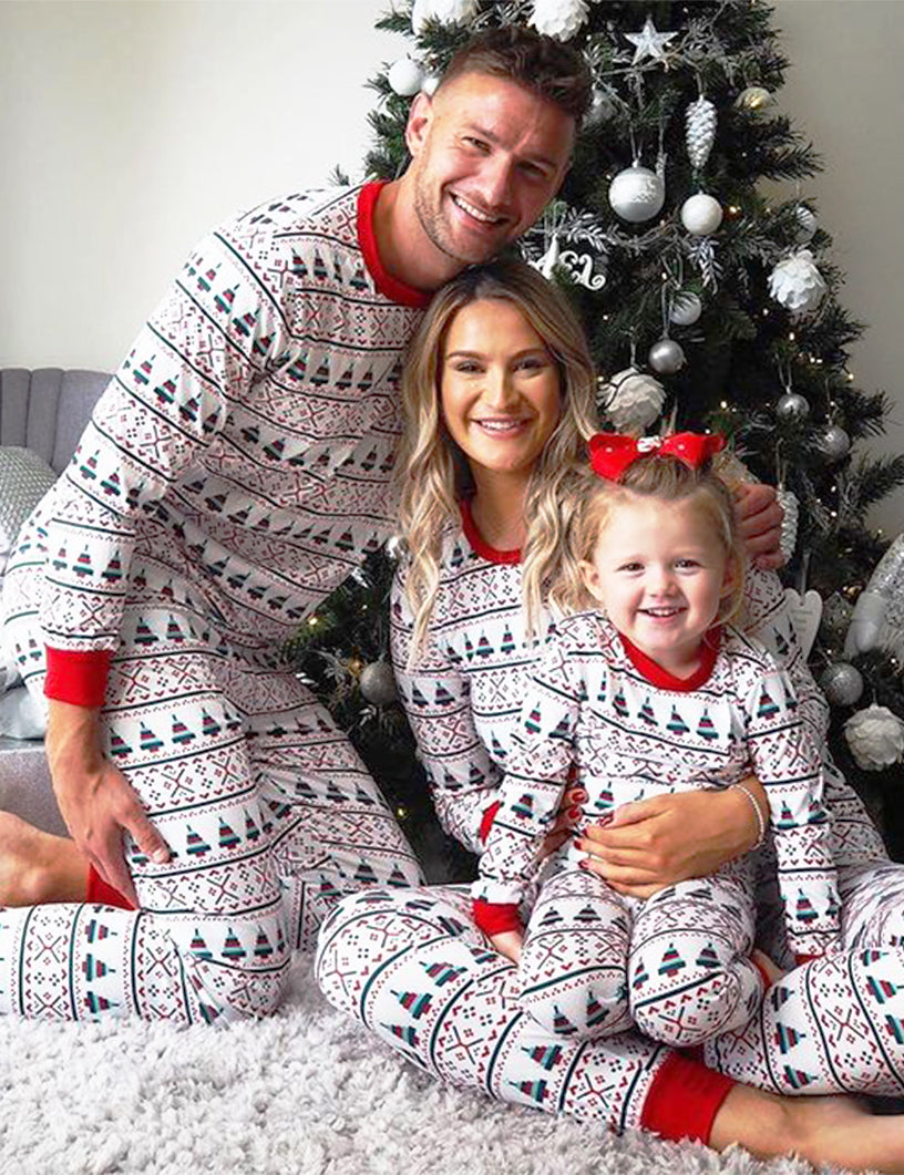 Costume parent-enfant imprimé à col rond de Noël