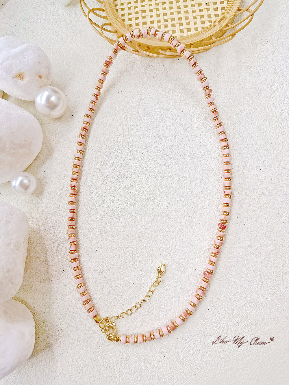 Pink Natural Gemstone Necklace for Fall