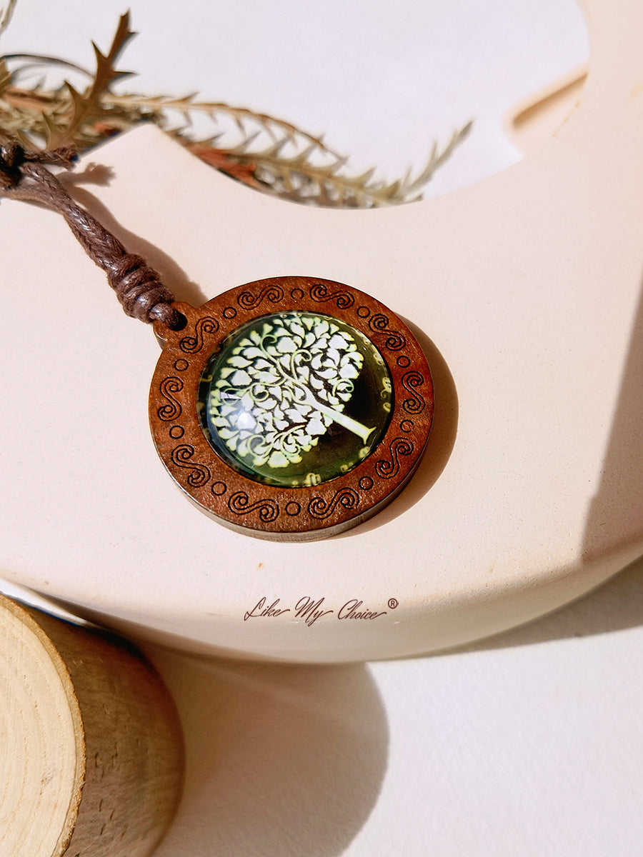 LikeMyChoice? Tree of Life Art Glass Tile Pendant Necklace