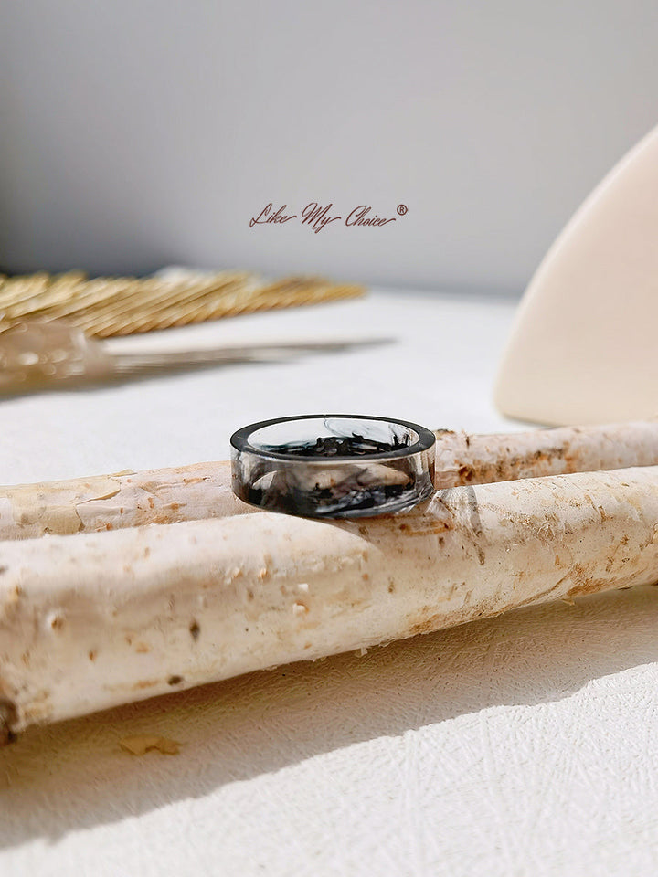 Pryskyřicový prsten s ledovým a ohnivým krystalem