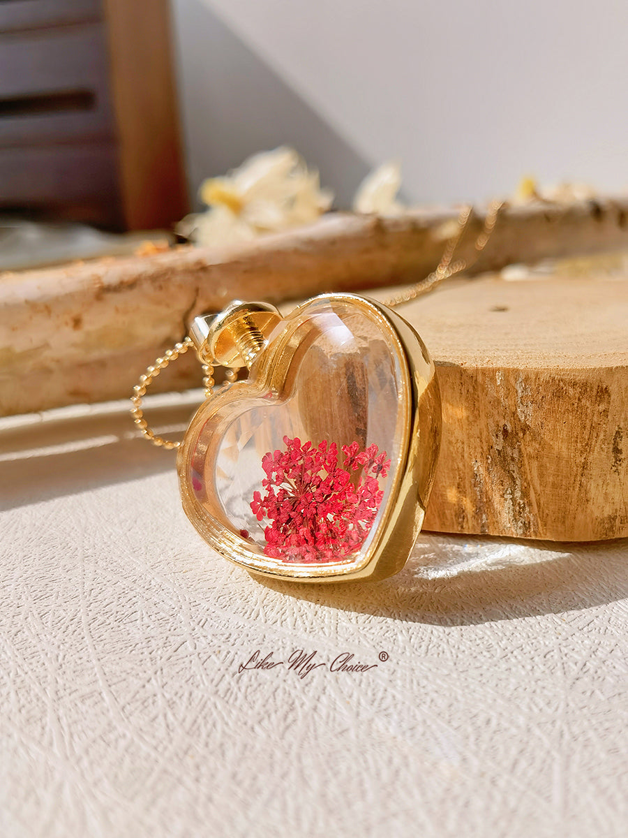 Naszyjnik serce ze szkła kryształowego z koronką królowej Anny
