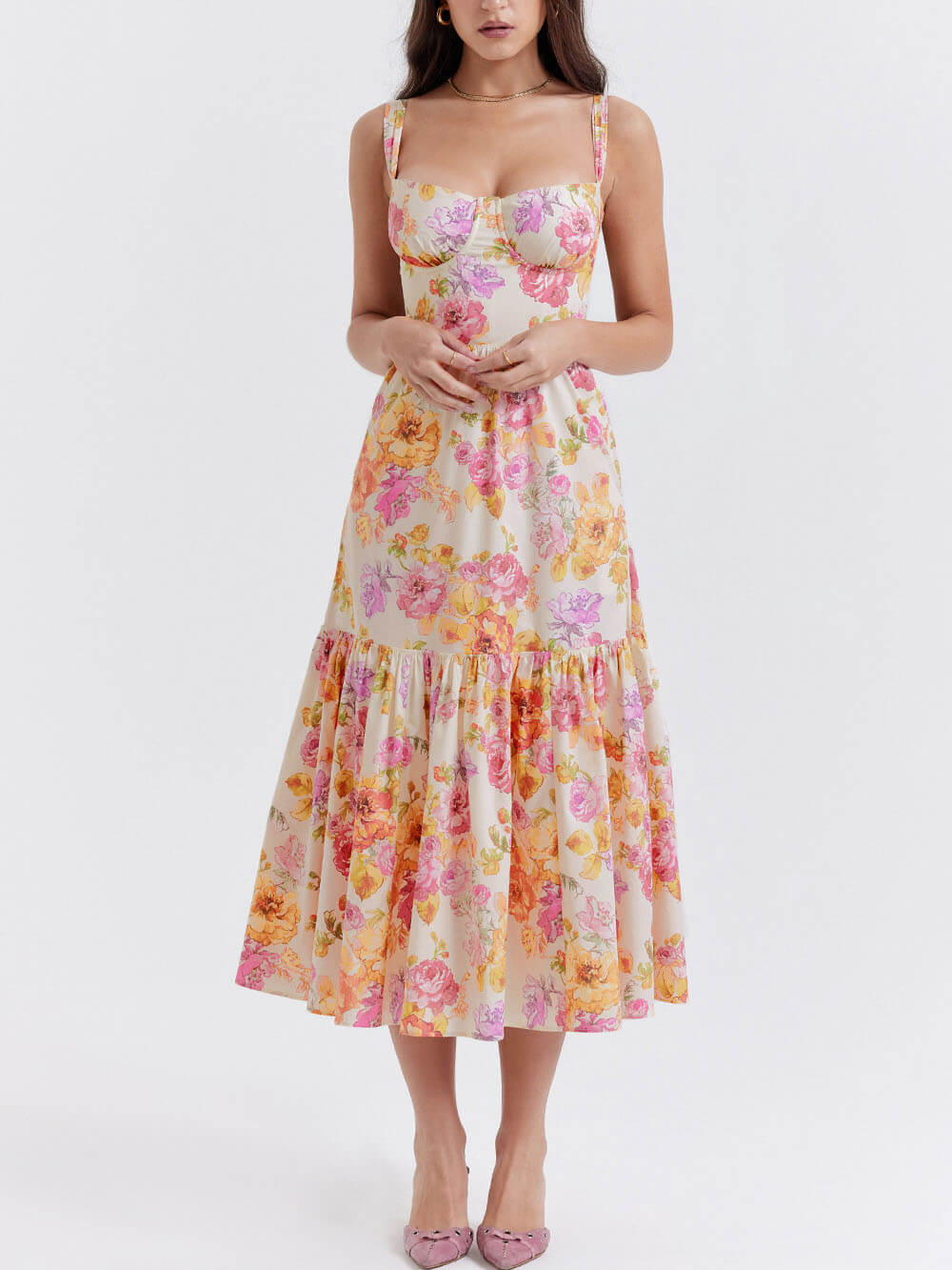 Φόρεμα με λουράκι A-Hem Floral Midi