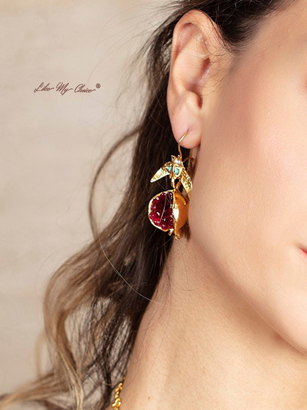 Granatæble design tyrkisk guld øreringe