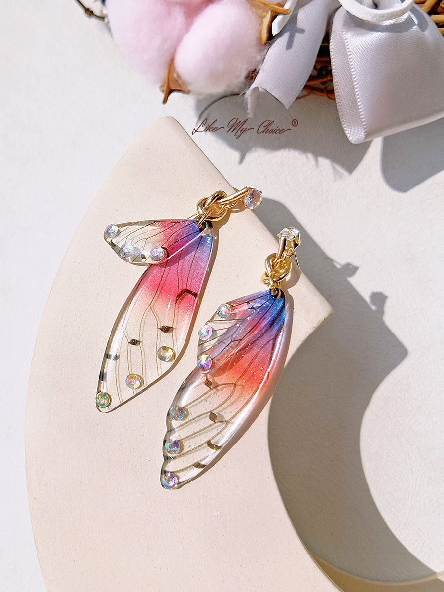 나비 날개 비대칭 귀걸이 크리스탈 다이아몬드 귀걸이