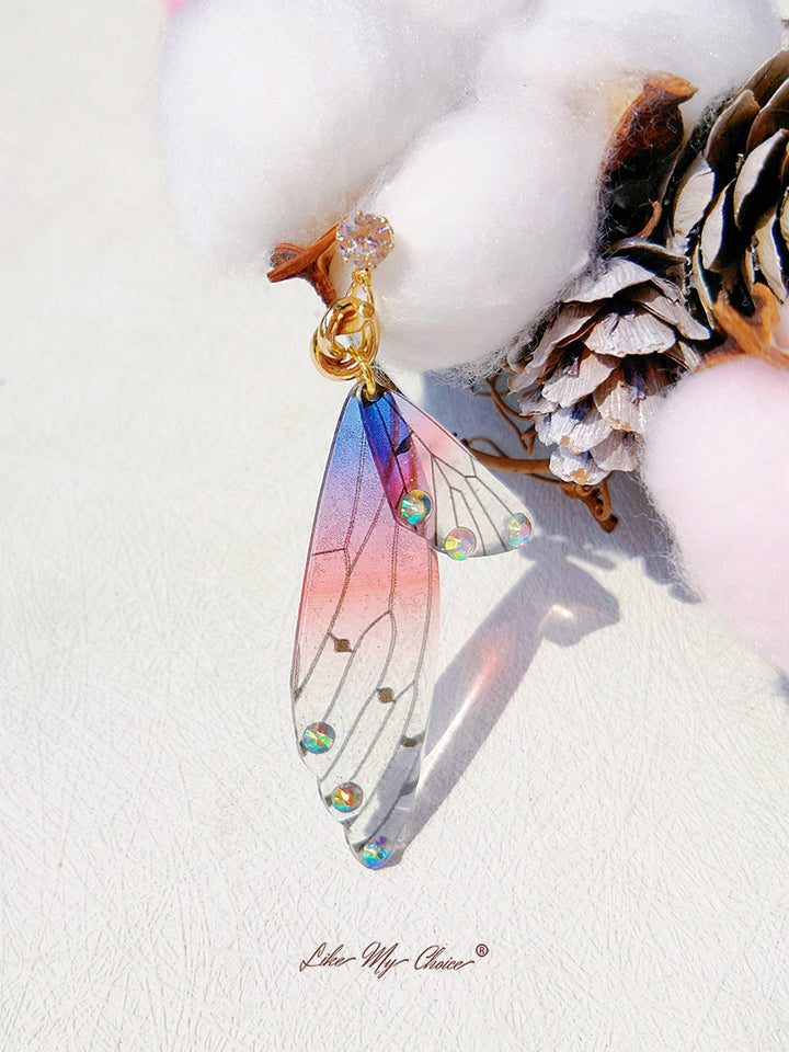 Pendiente asimétrico con alas de mariposa Pendiente de diamantes de cristal