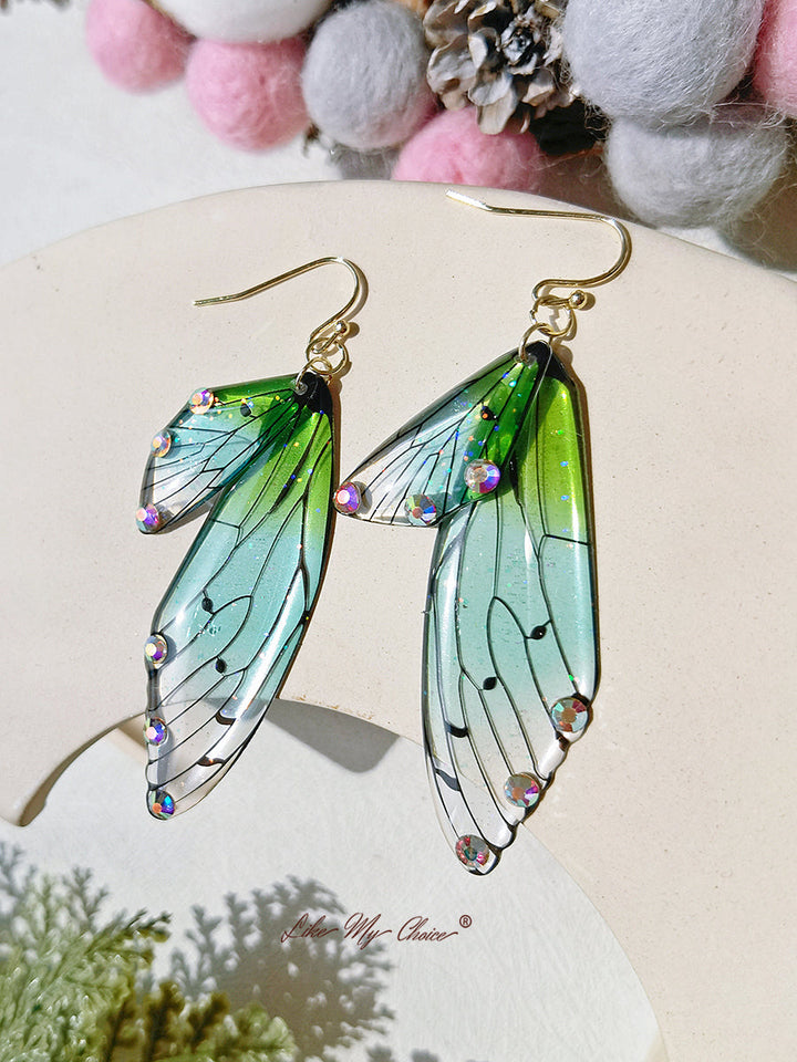 Butterfly Wing Håndlaget krystall diamant øredobber