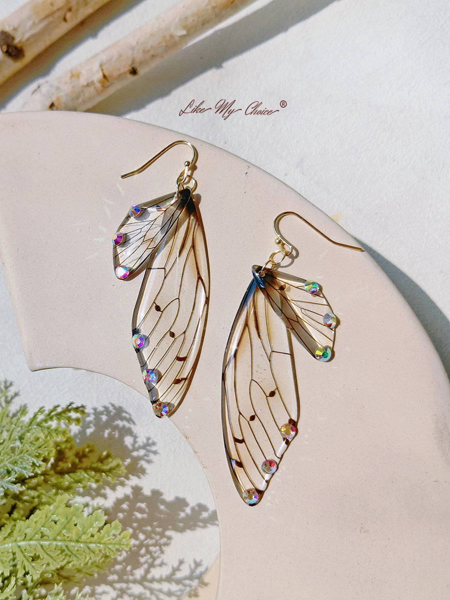 Butterfly Wing Håndlaget krystall diamant øredobber