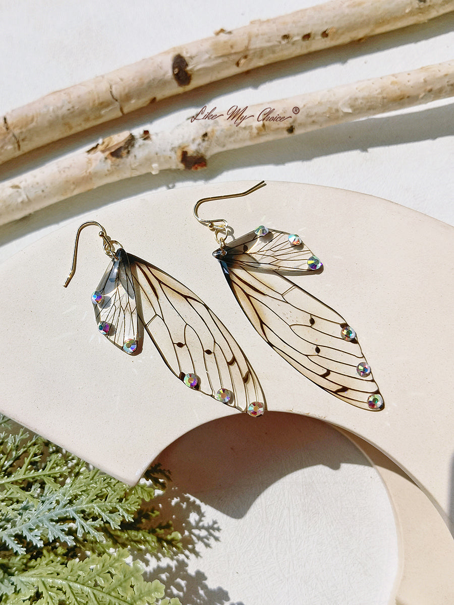 나비 날개 수제 크리스탈 다이아몬드 귀걸이
