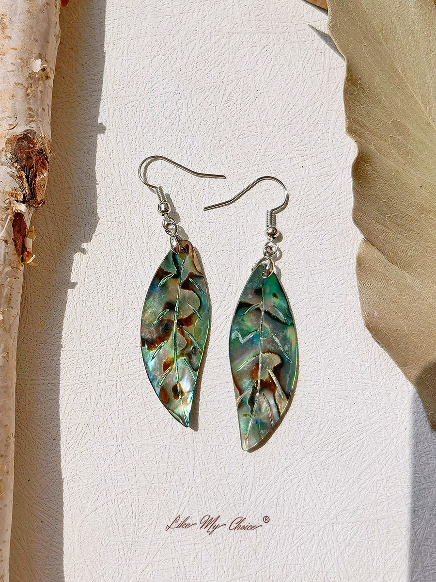 Sterling Silver Mother of Pearl Abalone Shell Peacock Earring
