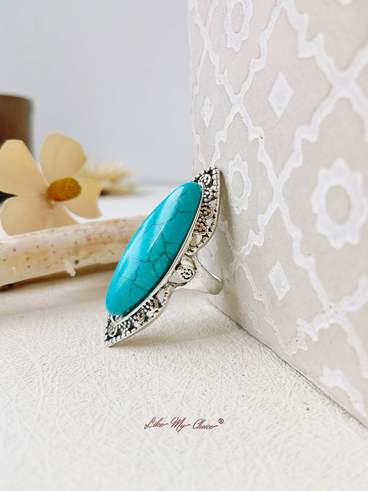 Vintage Schéinheet Turquoise Ring