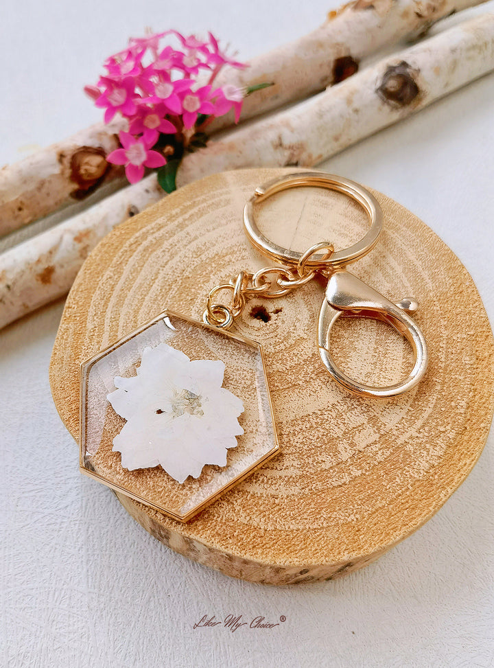 Enchanting White Rose Keychain