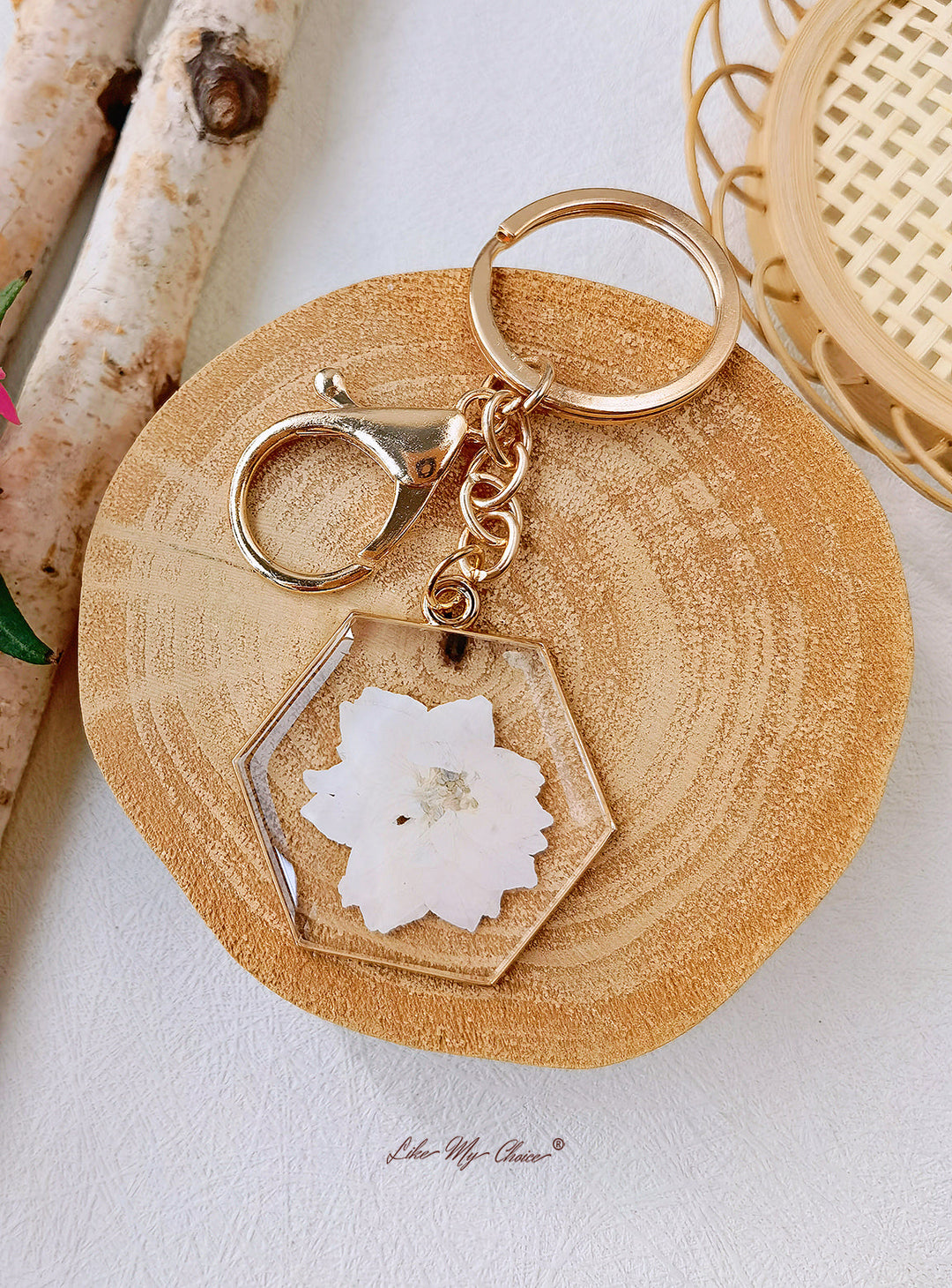 Enchanting White Rose Keychain