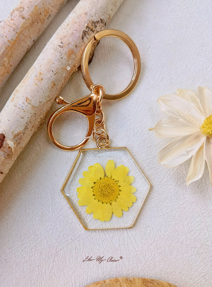 Creative Dried Flower Key Chain-Dripping Oil Daisy