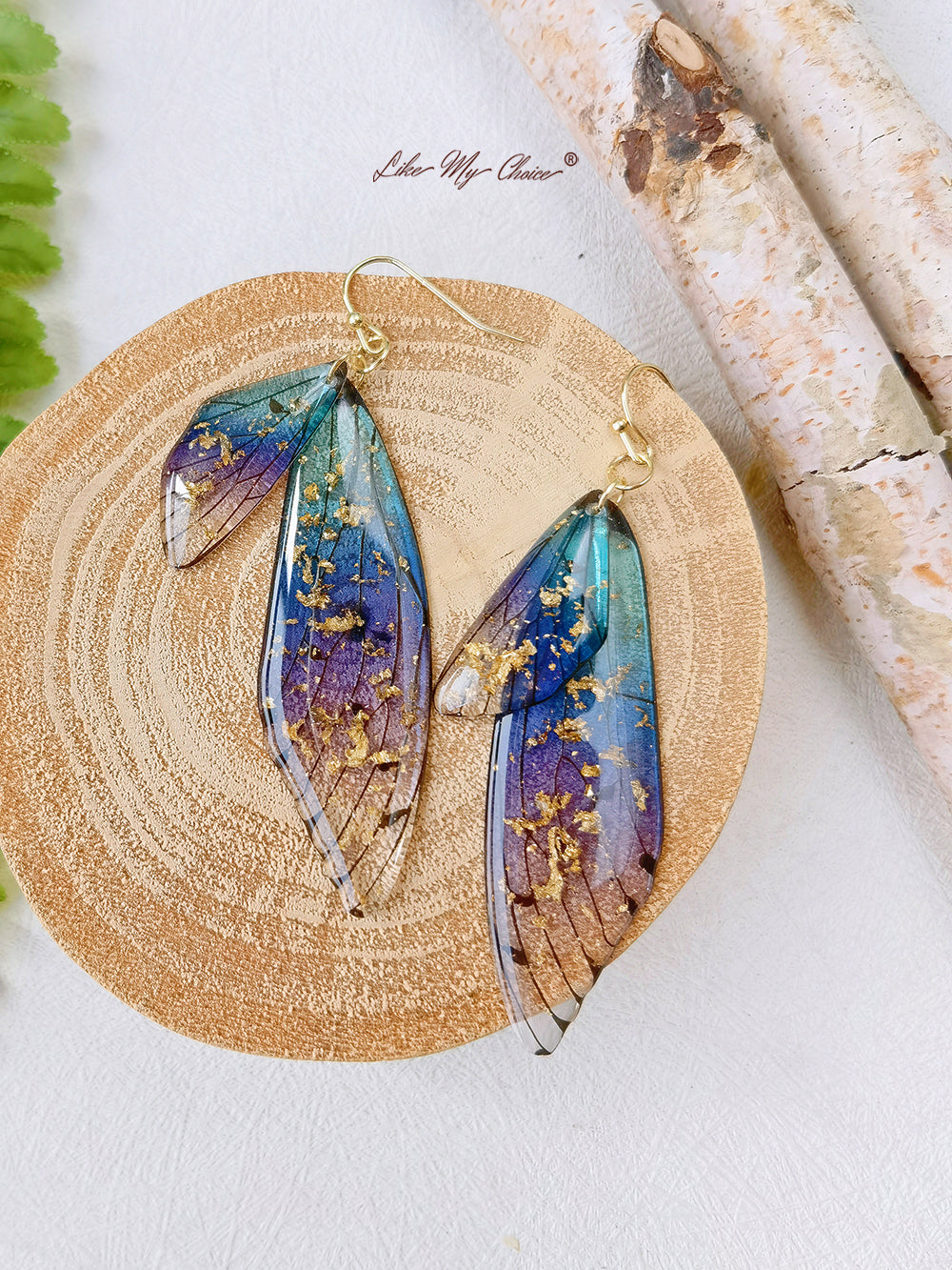 Butterfly Wing Käsintehty kristallikultakalvokorvakoru