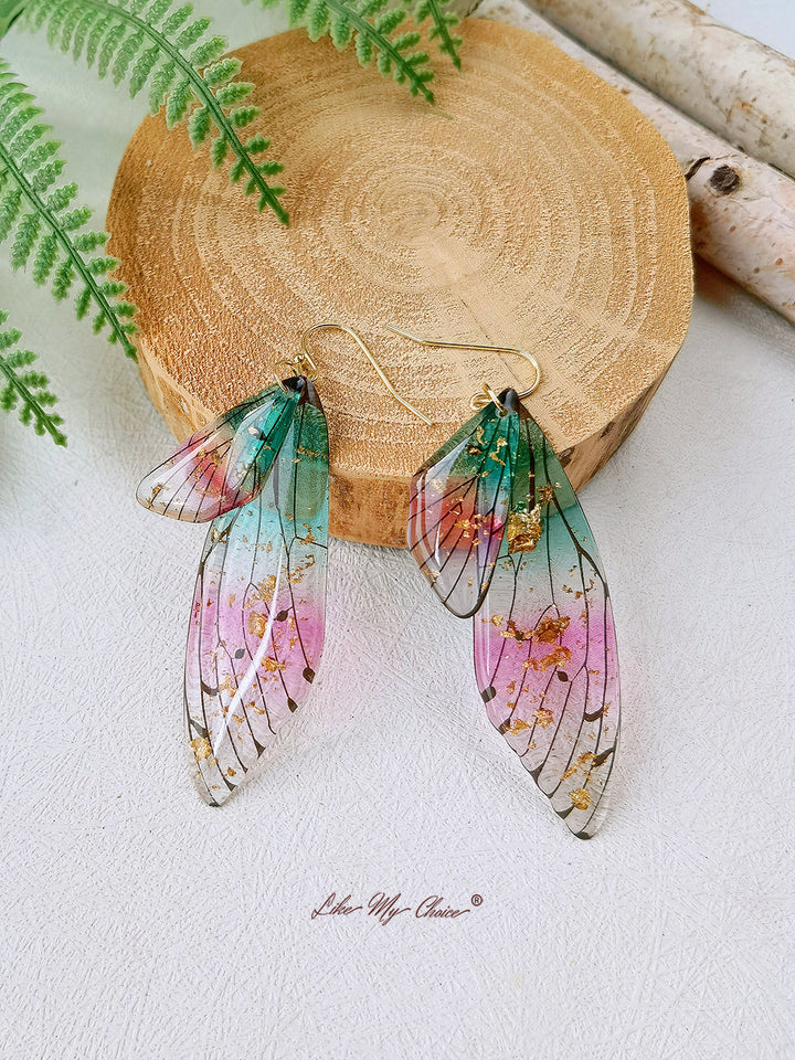 Butterfly Wing Håndlavet Crystal Guld Folie Ørering