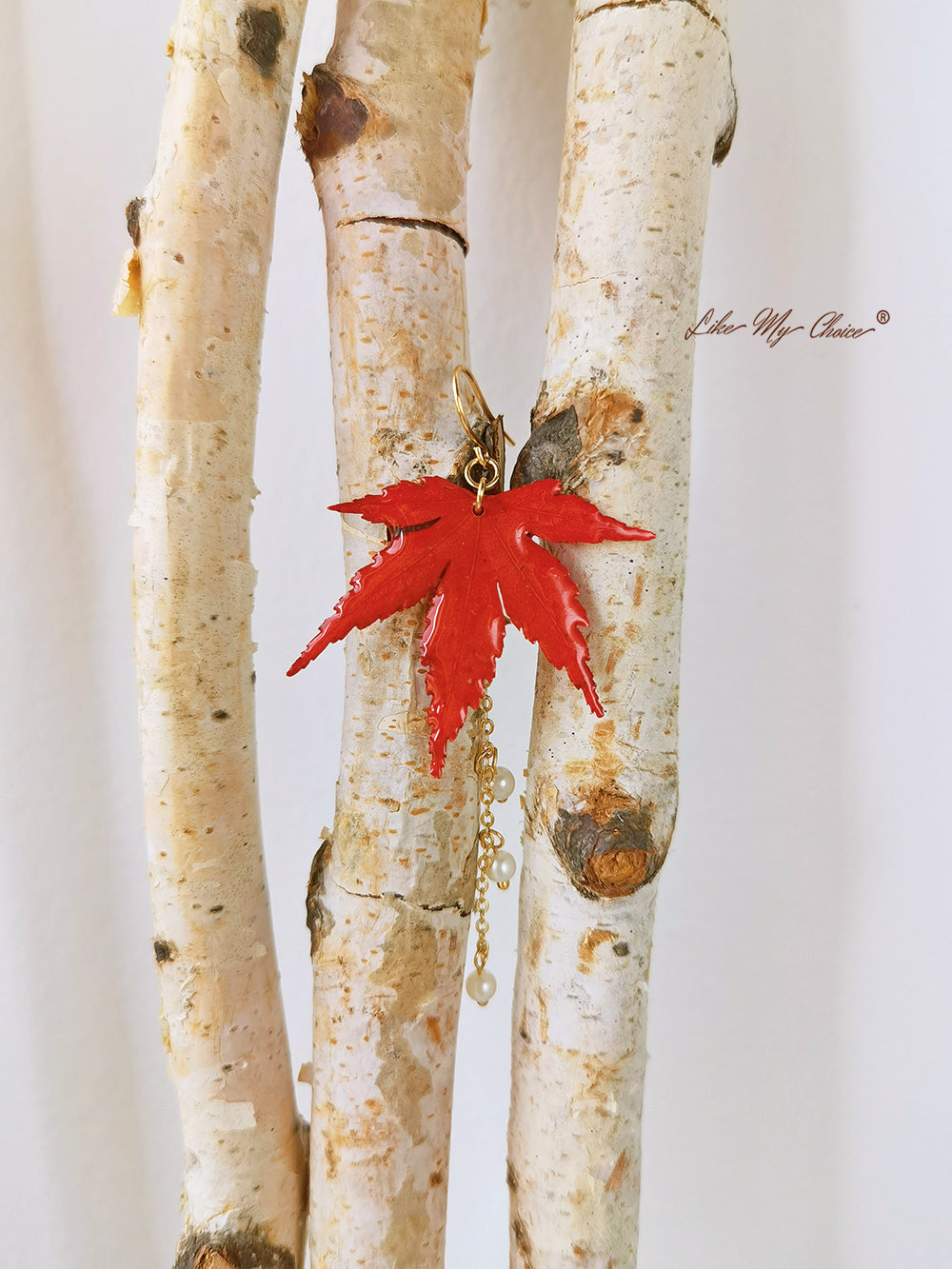 Sun Catcher Maple Leaf Resina Brincos de Pérola Dourada