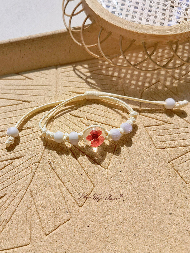 Cherry Blossom Time Stone Ceramic Braided Bracelet