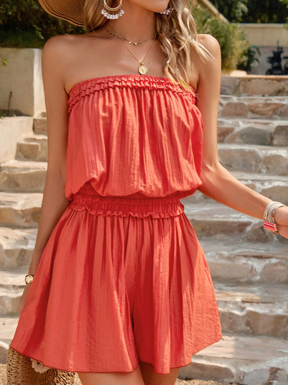 Strapless Romper With Pockets