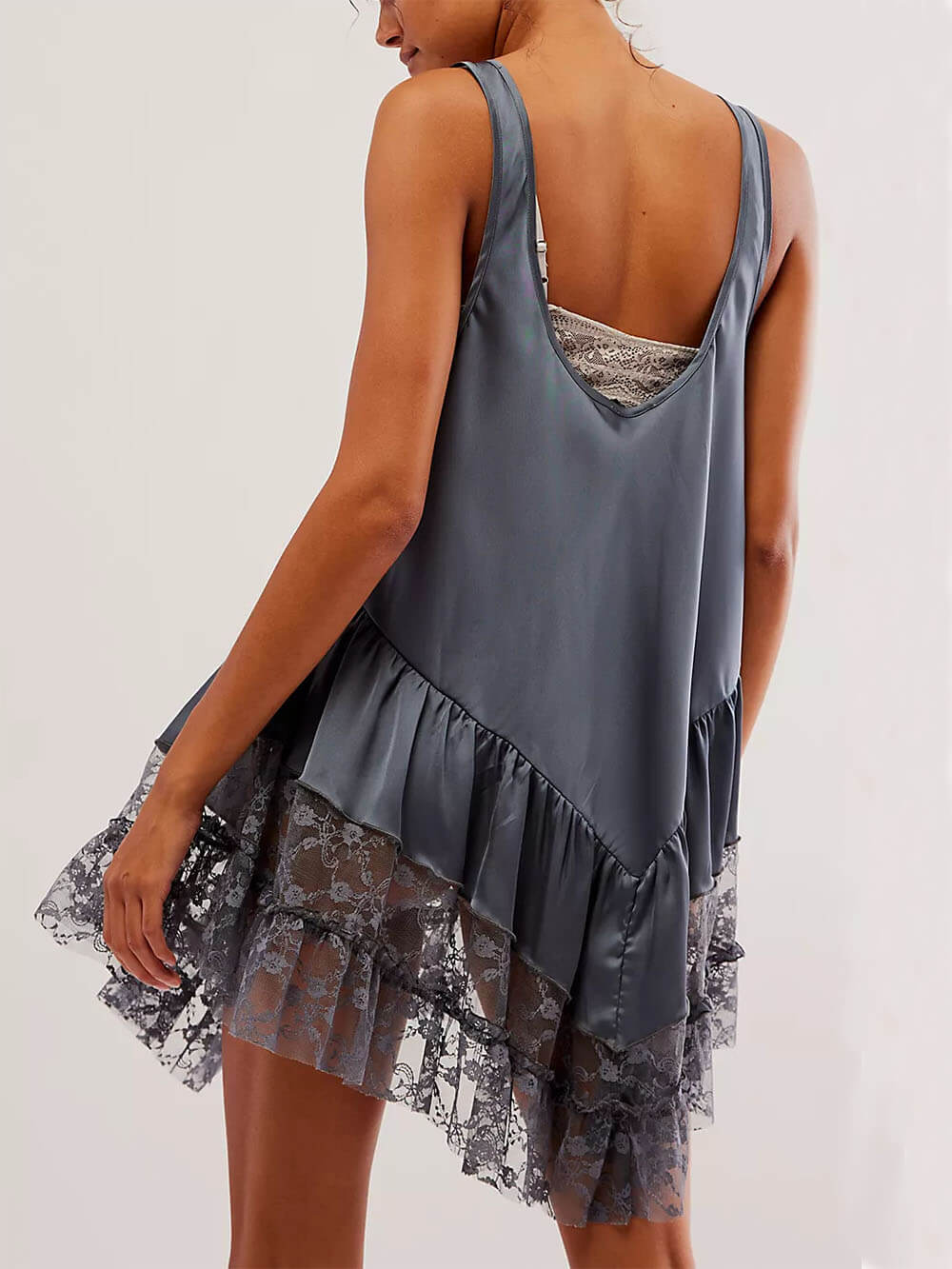 Sleeveless Lace Panel Mini Dress
