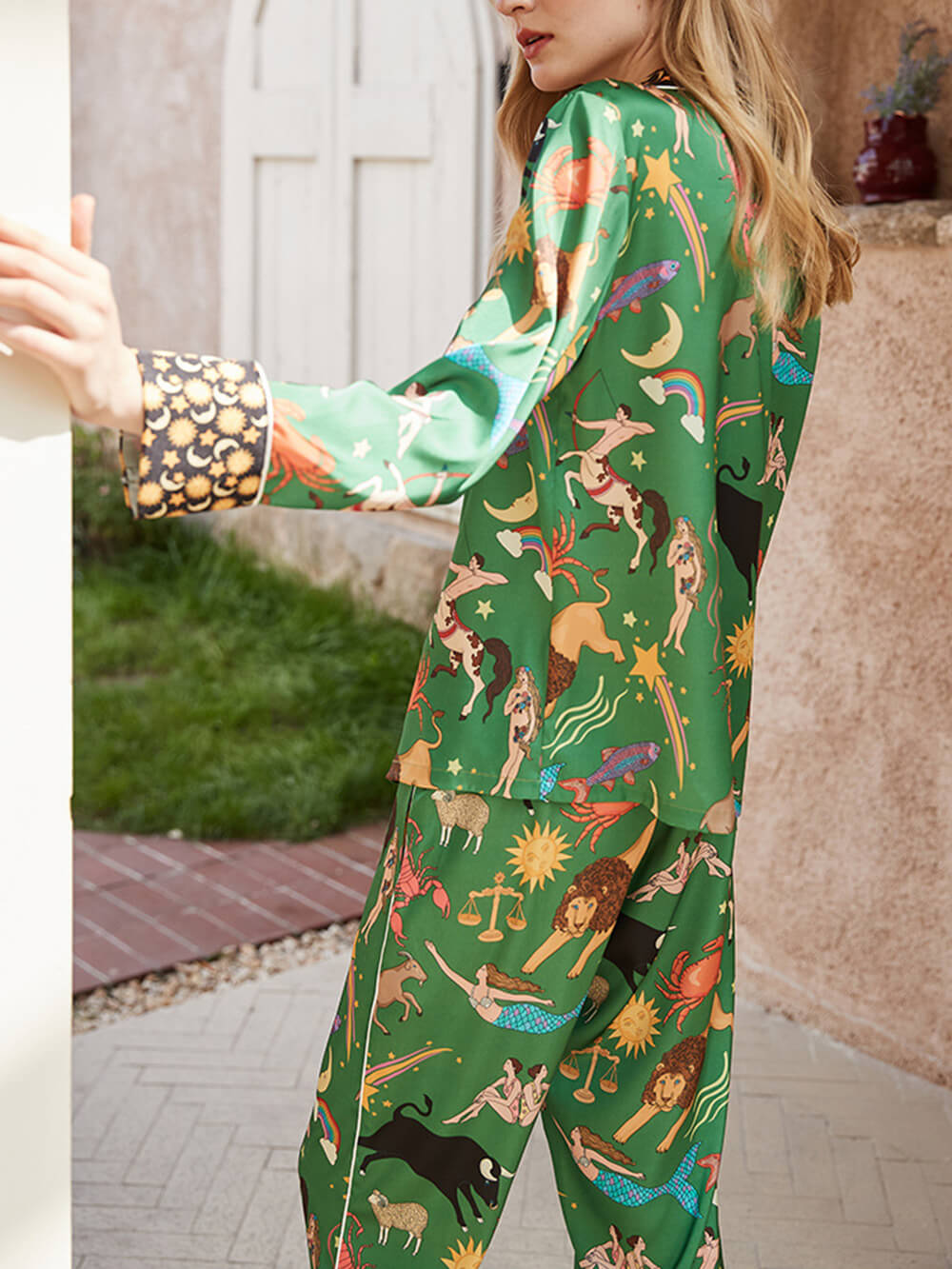 Set de pijamale cu imprimeu Green Constellation